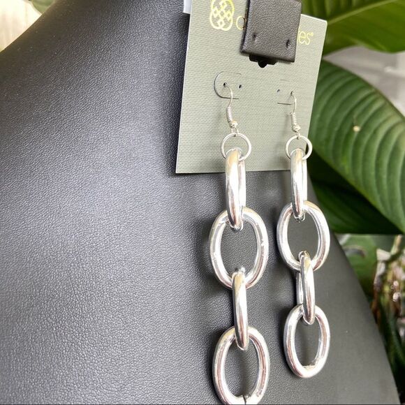 Silver Chai Link Daisy Fuentes Fashion Earrings $16ea / 3 for $25 - Picture 3 of 7